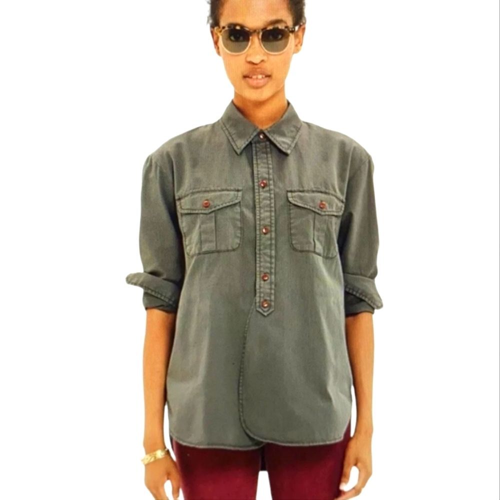 Madewell gray twill Cargo button-down Work shirt size XS
